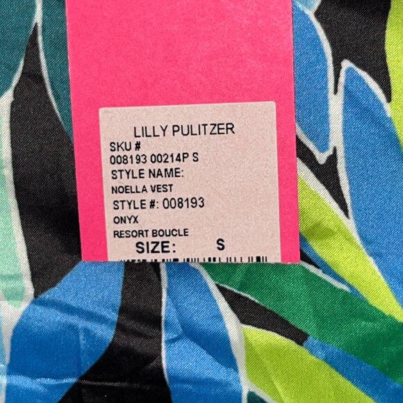 LILLY PULITZER NOELLA DOWN VEST BLACK & GOLD FULL ZIP COLORFUL LINING - NWT - S - Picture 12 of 16